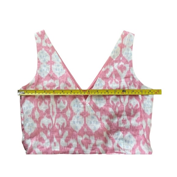 GAP 100% Linen Sleeveless A-Line V-neck Dress Pink / White Size 4 NWT - Picture 6 of 10